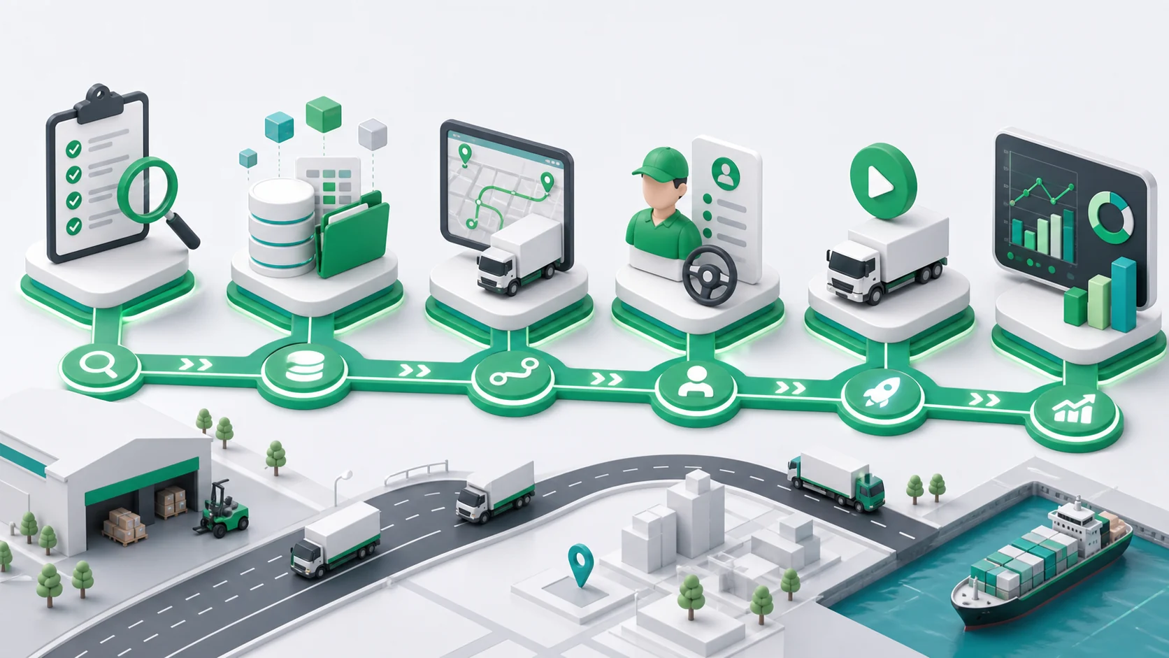 TMS implementation workflow with route planning data preparation onboarding and analytics