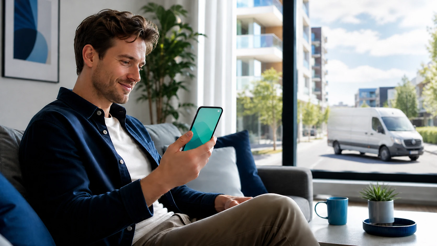 Customer receiving a proactive delivery arrival update on a smartphone