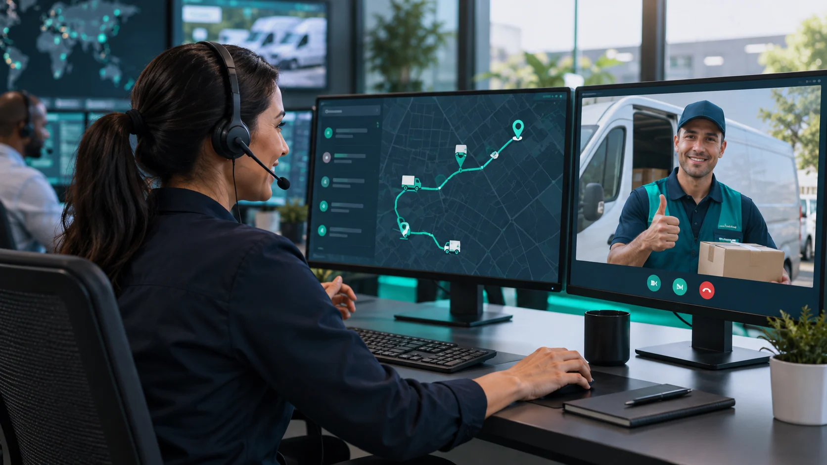 Dispatcher providing real-time support to a newly onboarded delivery driver