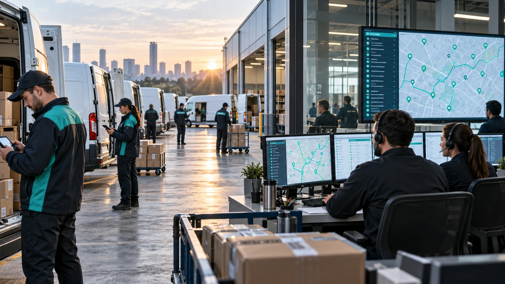Last-mile operations team monitoring live peak season routes and delivery exceptions